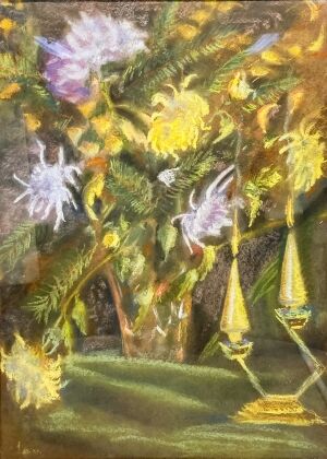 Ismeretlen festő: Virágcsendélet két gyertyával