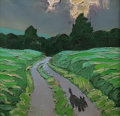 László Tenk (1943- ): Dog, upcoming storm