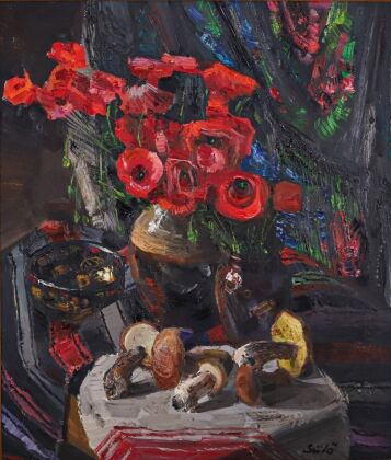 András János Sütő (1927 - 2006): Still life with poppies